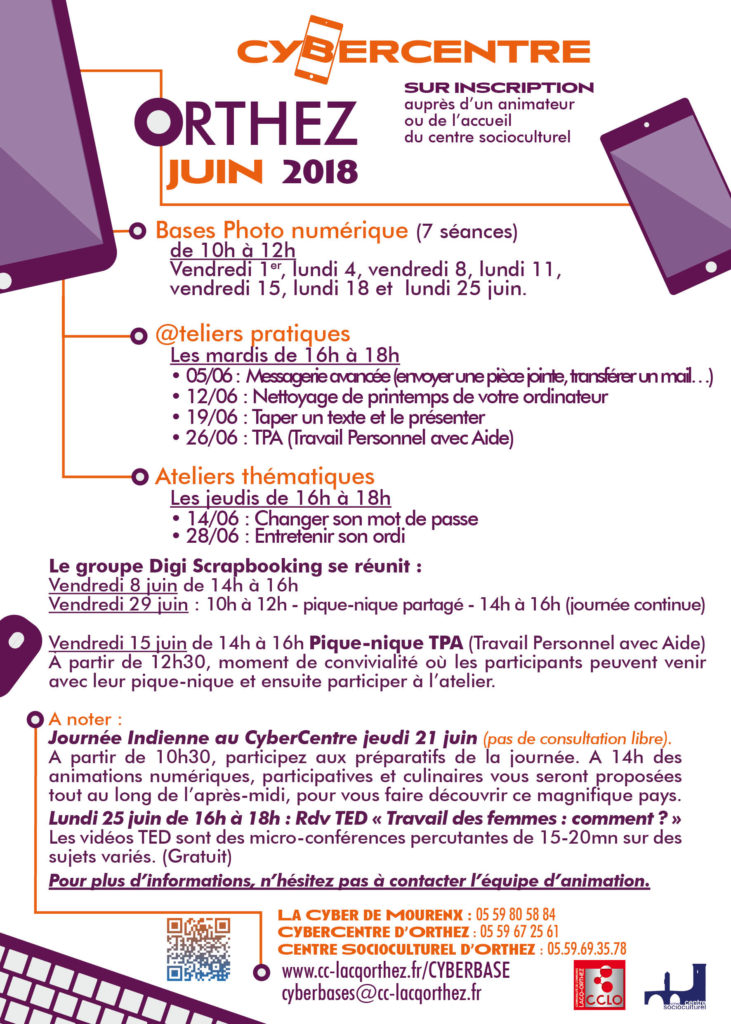 Ateliers et activités du mois de juin 2018 - Orthez