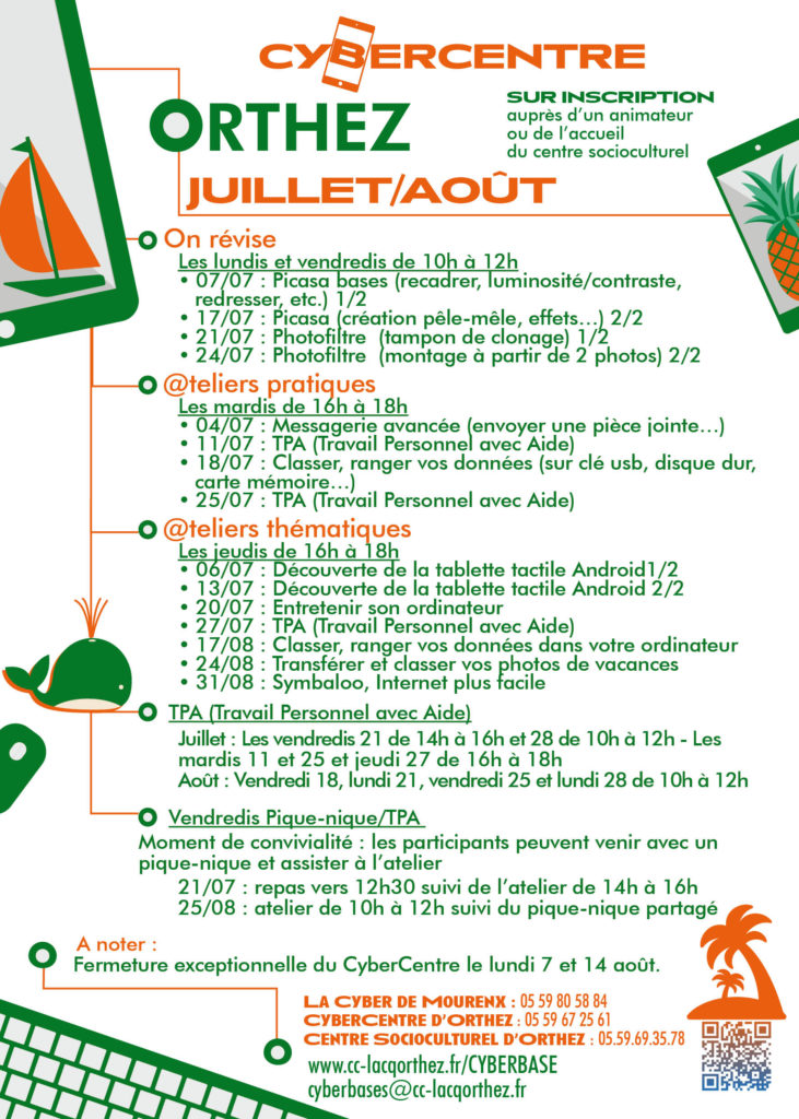 programme Cybercentre Orthez juillet_août