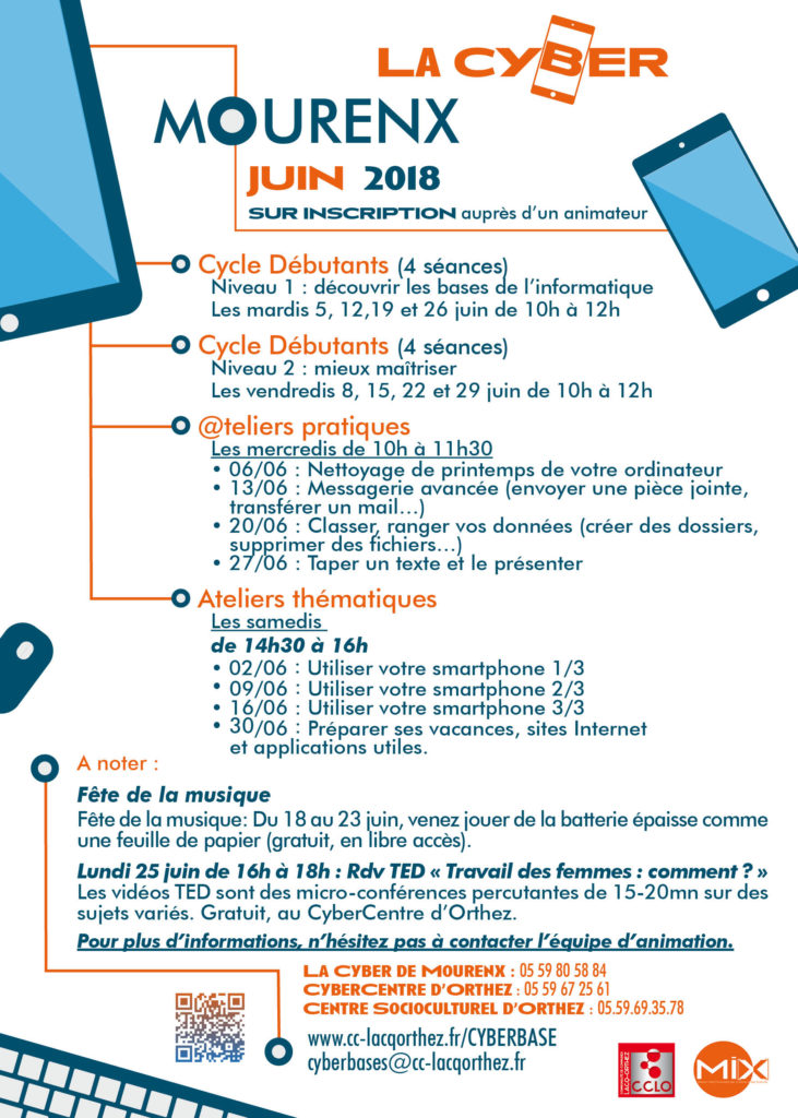 Ateliers et activités du mois de juin 2018