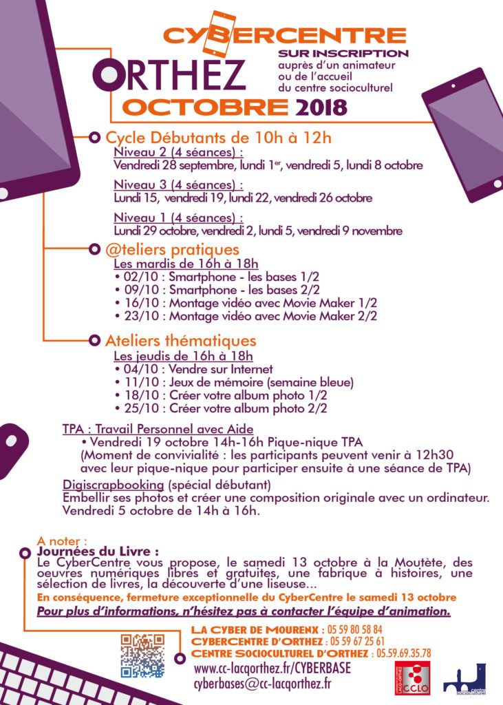 Programme CyberCentre Orthez octobre