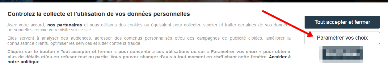 cliquer sur paramétrer mes choix