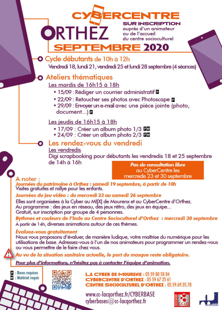 Flyer - Cybercentre - Orthez - Septembre 2020