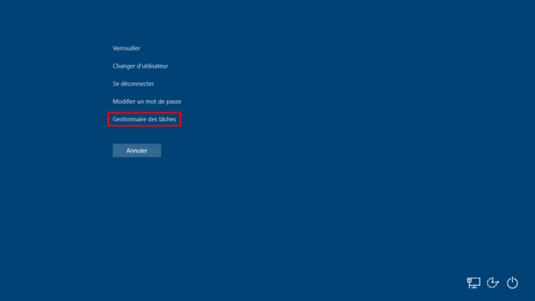 Cet écran s'affiche après la combinaison CTRL + ALT +SUPPR - CLiquez sur "Gestionnaire de tâches"