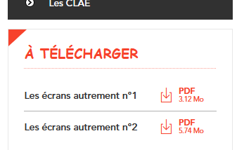 Accès a la page les écrans autrement et aux newsletter à télécharger