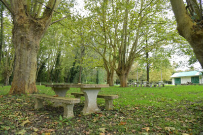 parc arboré avec tables de pique-nique à Tarsacq - Agrandir l'image 5 sur 5, fenêtre modale