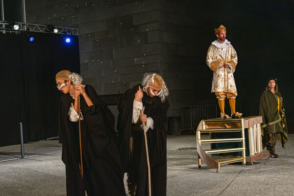 comédiens de la compagnie de théâtre les pieds dans l'eau sur scène