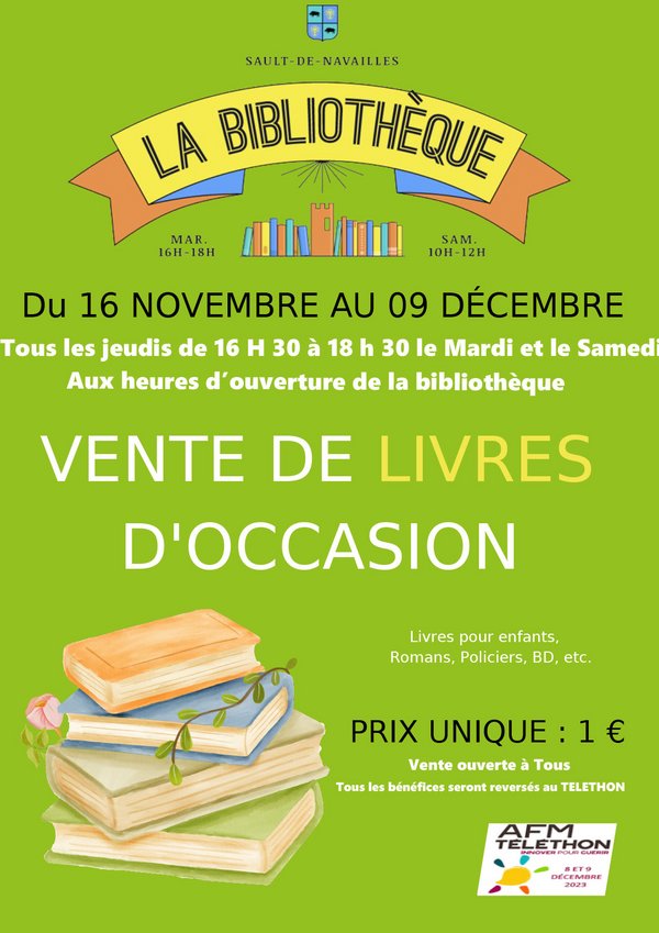 Vente de livres pour le Téléthon - Bibliothèque de Sault-de-Navailles