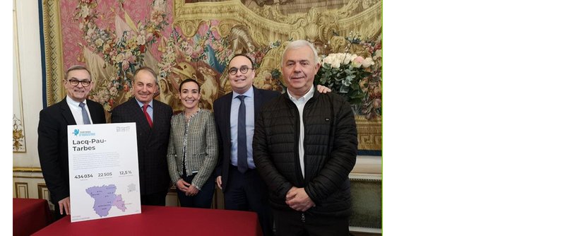 Patrice Bernos, directeur GIP Chemparc, Jacques Cassiau-Haurie et Vice-président Pôle métropolitain du Pays de Béarn, Président de la Communauté de communes de Lacq-Orthez, Audrey Lebars, Directrice du développement Communauté d'agglomération Tar